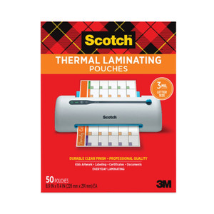 Scotch Laminating Pouches, 3 mil, 9" x 11.5", Gloss Clear, 50/Pack (MMMTP385450) View Product Image