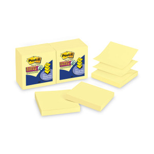 Post-it Dispenser Notes Super Sticky Pop-up 3 x 3 Note Refill, 3" x 3", Canary Yellow, 90 Sheets/Pad, 12 Pads/Pack (MMMR33012SSCY) View Product Image