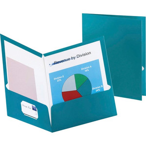 Oxford Letter Pocket Folder - 8 1/2" x 11" - 150 Sheets Capacity - 2 Internal Pocket(s) - Teal - Die-cut, Metallic