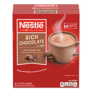 Nestl Hot Cocoa Mix, Rich Chocolate, 0.71 oz Packets, 50/Box, 6 Box/Carton (NES25485CT) View Product Image