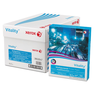 xerox Vitality Multipurpose Print Paper, 92 Bright, 20 lb Bond Weight, 8.5 x 11, White, 500/Ream (XER3R02047RM) View Product Image