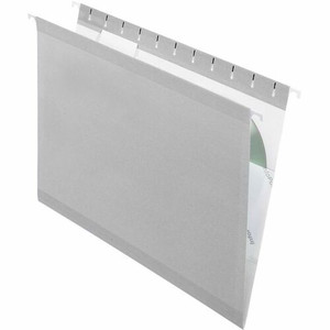 Pendaflex 1/5 Tab Cut Letter Recycled Hanging Folder - 8 1/2" x 11" - 11 pt. - Gray - Reinforced, Perforated - 10% Recycled