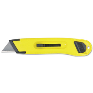Stanley Plastic Light-Duty Utility Knife with Retractable Blade, 6" Plastic Handle, Yellow (BOS10065) View Product Image