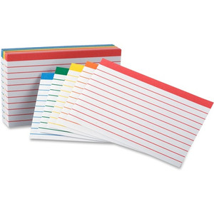 Oxford Color Coded Bar Ruling Index Cards - 100 Sheets - Front Ruling Surface - Index Card - 3" x 5" Sheet Size - Acid-free