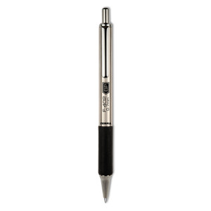 Zebra F-402 Ballpoint Pen, Retractable, Fine 0.7 mm, Black Ink, Stainless Steel/Black Barrel