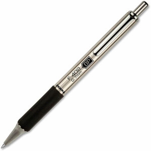 Zebra Pen STEEL 4 Series F-402 Retractable Ballpoint Pen - 0.7 mm Fine Pen Point - Refillable - Retractable - Black Ink - Stainless Steel Barrel