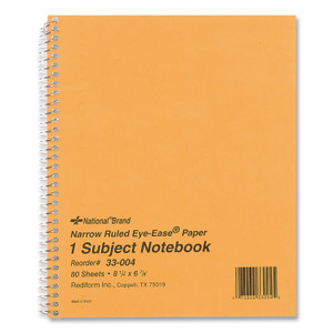 National Single-Subject Wirebound Notebooks, Narrow Rule, Brown Board Cover, (80) 8.25 x 6.88 Eye-Ease Green Sheets