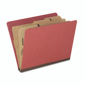 AbilityOne 7530015726208, SKILCRAFT Classification Folder, 3" Expansion, 3 Dividers, 8 Fasteners, Letter Size, Earth Red, 10/Pack