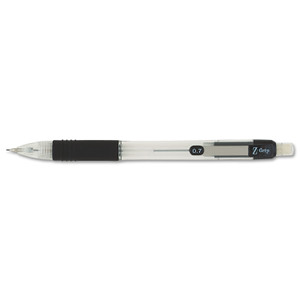 Zebra Z-Grip Mechanical Pencil, 0.7 mm, HB (#2), Black Lead, Clear/Black Barrel, Dozen