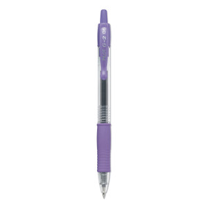 Pilot G2 Premium Gel Pen, Retractable, Extra-Fine 0.5 mm, Purple Ink, Smoke/Purple Barrel, Dozen