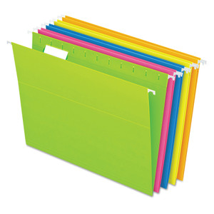 Pendaflex Glow Hanging File Folders, Letter Size, 1/5-Cut Tabs, Assorted Colors, 25/Box