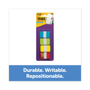 Post-it 1" Wide Tabs with Dispenser, Aqua, Lime, Red, Yellow, 88/Pack
