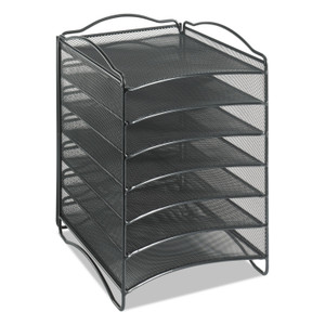 Safco Onyx Steel Mesh Lliterature Sorter, Six Compartments, 10.25 x 12.75 x 15.25, Black