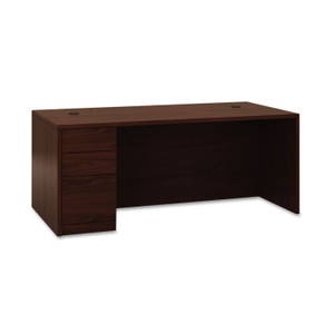 HON 10500 Series "L" Workstation Left Pedestal Desk with Full-Height Pedestal, 72" x 36" x 29.5", Mahogany (HON105896LNN) View Product Image