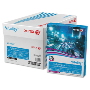 xerox Vitality Multipurpose Print Paper, 92 Bright, 3-Hole, 20 lb Bond Weight, 8.5 x 11, 500 Sheets/Ream, 10 Reams/Carton (XER3R02641) View Product Image