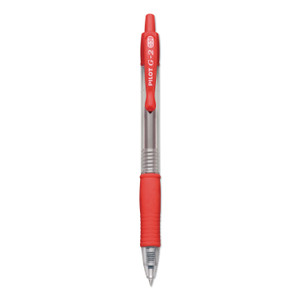 Pilot G2 Premium Gel Pen, Retractable, Extra-Fine 0.38 mm, Red Ink, Smoke/Red Barrel
