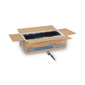 Dixie Plastic Cutlery, Heavyweight Forks, Black, 1,000/Carton (DXEFH517) View Product Image