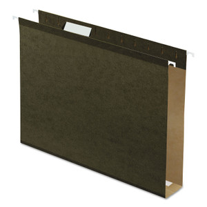 Pendaflex Extra Capacity Reinforced Hanging File Folders with Box Bottom, 2" Capacity, Letter Size, 1/5-Cut Tabs, Green, 25/Box (PFX5142X2)