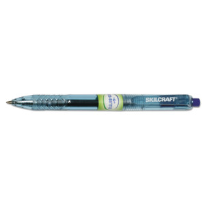 AbilityOne 7520016580392 SKILCRAFT Eco-Bottle Gel Pen, Retractable, Medium 0.7 mm, Blue Ink, Translucent Blue Barrel, Dozen (NSN6580392) View Product Image