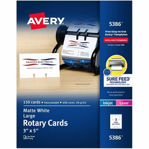 Avery Uncoated 2-side Printing Rotary Cards - Index Card - 3" x 5" - Perforated, Heavyweight, Double-sided, Printable - White - 3 Sheets