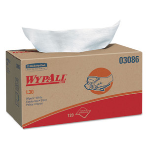 WypAll L30 Towels, POP-UP Box, 10 x 9.8, White, 120/Box, 10 Boxes/Carton (KCC03086) View Product Image