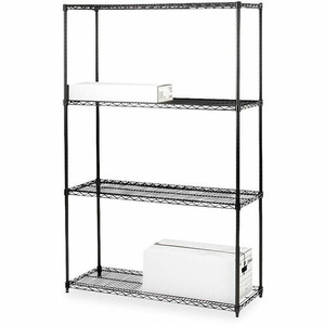 Lorell Industrial Wire Shelving - 4 Shelf(ves) - 4 Tier(s) - 72" Height x 36" Width x 18" Depth - Powder Coated - Black