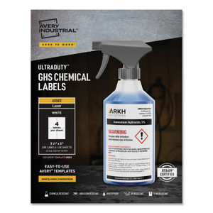 Avery UltraDuty GHS Chemical Waterproof and UV Resistant Labels, 3.5 x 5, White, 4/Sheet, 50 Sheets/Box (AVE60503) View Product Image