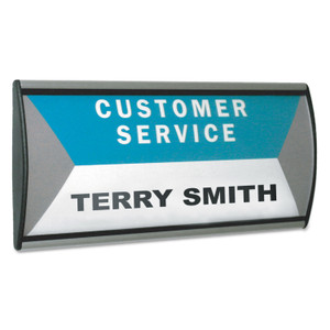 Advantus People Pointer Wall/Door Sign, Aluminum Base, 8.75 x 4, Black/Silver (AVT75390) View Product Image