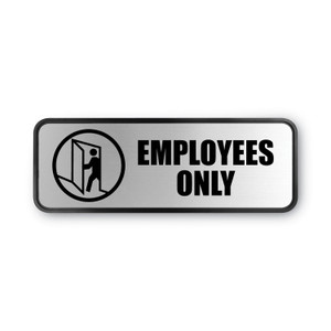 COSCO Brushed Metal Office Sign, Employees Only, 9 x 3, Silver (COS098206) View Product Image