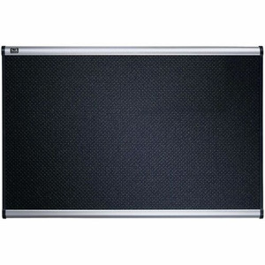 Quartet Prestige Embossed Foam Bulletin Board - 36" Board Height x 48" Board Width - Black Foam Surface - Self-healing - Silver Aluminum Frame