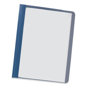 Universal Clear Front Report Covers with Fasteners, Three-Prong Fastener, 0.5" Capacity,  8.5 x 11, Clear/Dark Blue, 25/Box (UNV56138) View Product Image