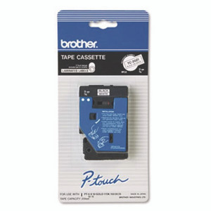 Brother P-Touch TC Tape Cartridge for P-Touch Labelers, 0.37" x 25.2 ft, Black on White