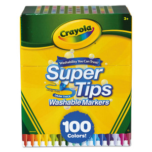 Crayola Super Tips Washable Markers, Fine/Broad Bullet Tips, Assorted Colors, 100/Set (CYO585100) View Product Image