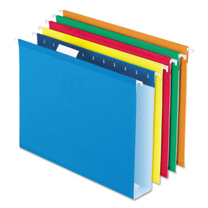 Pendaflex Extra Capacity Reinforced Hanging File Folders with Box Bottom, 2" Capacity, Letter Size, 1/5-Cut Tab, Assorted Colors,25/BX (PFX4152X2ASST) View Product Image