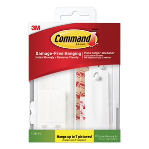 Command Picture Hanging Kit, Assorted Sizes, Plastic, White, 1 lb; 4 lb Capacities, 24 Pieces/Pack