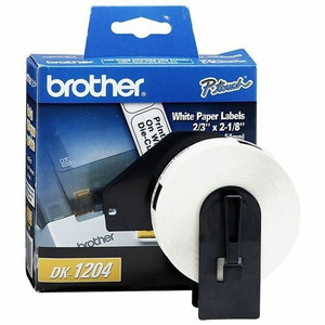 Brother QL Printer DK1204 Multipurpose Labels - 2 1/8" Width x 21/32" Length - Rectangle - Direct Thermal - White - Paper
