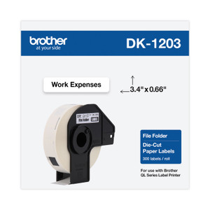 Brother Die-Cut File Folder Labels, 0.66" x 3.4", White, 300 Labels/Roll