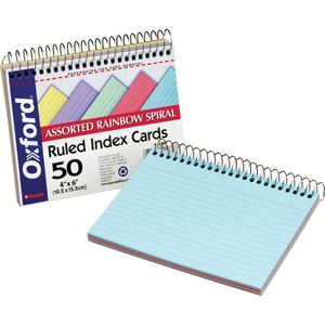 TOPS Oxford Spiral Bound Ruled Index Cards - Ruled Front Ruling - 6" x 4" Sheet Size - Perforated