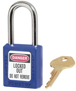 Blue Plastic Safety Padlock  Keyed Differently (470-410Blu)