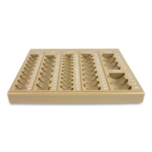 CONTROLTEK Plastic Coin Tray, 6 Compartments, Stackable, 7.75 x 10 x 1.5, Tan (CNK500025) View Product Image