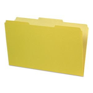 Pendaflex Interior File Folders, 1/3-Cut Tabs: Assorted, Legal Size, Yellow, 100/Box (PFX435013YEL) View Product Image