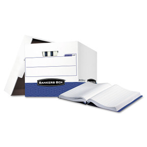 Bankers Box DATA-PAK Storage Boxes, Letter Files, 13.75" x 17.75" x 13", White/Blue, 12/Carton