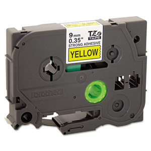 Brother P-Touch TZe Extra-Strength Adhesive Laminated Labeling Tape, 0.35" x 26.2 ft, Black on Yellow