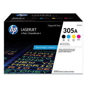 HP 305A, (CE305A-Q) 4-Pack Black/Cyan/Magenta/Yellow Original LaserJet Toner Cartridges HP 305A, (CE305A-Q) 4-Pack Black/Cyan/Magenta/Yellow Original LaserJet Toner Cartridges