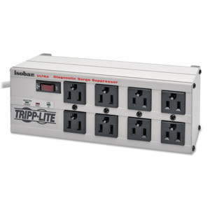 Tripp Lite Isobar Surge Protector, 8 AC Outlets, 25 ft Cord, 3,840 J, Light Gray (TRPISOBAR825ULT) View Product Image