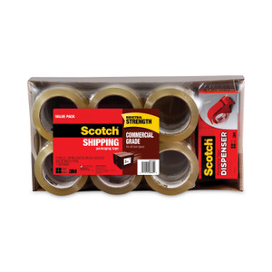 Scotch 3750 Commercial Grade Packaging Tape with DP300 Dispenser, 3" Core, 1.88" x 54.6 yds, Clear, 12/Pack (MMM375012DP3) View Product Image
