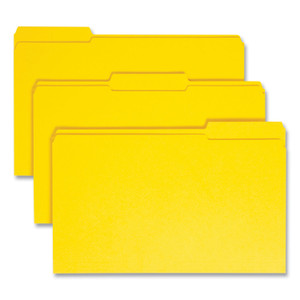 Smead Reinforced Top Tab Colored File Folders, 1/3-Cut Tabs: Assorted, Legal Size, 0.75" Expansion, Yellow, 100/Box