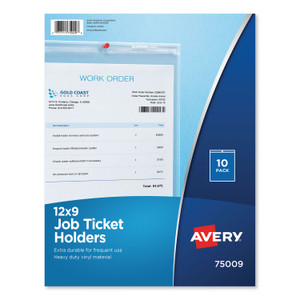 Avery Job Ticket Holders, Heavy Gauge Vinyl, 9 x 12, Clear, 10/Pack (AVE75009) View Product Image