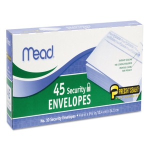 Mead Press-it Seal-it Self-Adhesive Security Envelope, #10, Monarch Flap, Self-Adhesive Closure, 4.25 x 9.13, White, 45/Box Mead Press-it Seal-it Self-Adhesive Security Envelope, #10, Monarch Flap, Self-Adhesive Closure, 4.25 x 9.13, White, 45/Box