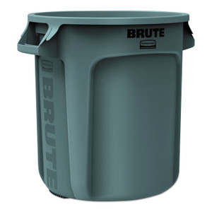 Rubbermaid Commercial Vented Round Brute Container, 10 gal, Plastic, Gray
